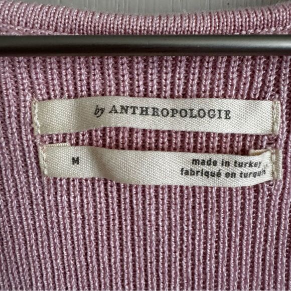 Anthropologie Baby Pink Ribbed Lace Sleeve Sweater Top - Picture 5 of 7